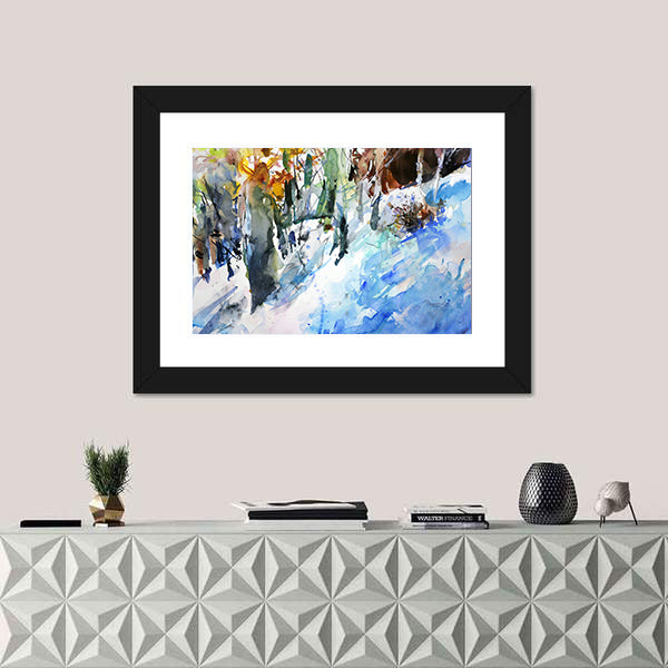 Watercolor Winter Forest Canvas Wall Art