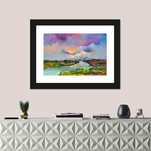 Semi-abstract River Landscape Canvas Wall Art
