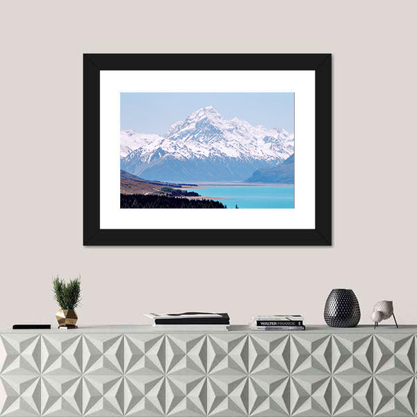 Mount Cook And Lake Pukaki In New Zealand Canvas Wall Art