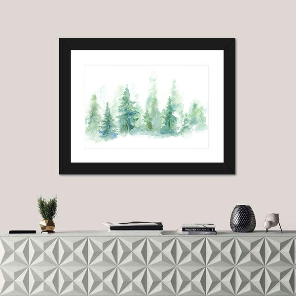 Foggy Winter Forest Canvas Wall Art