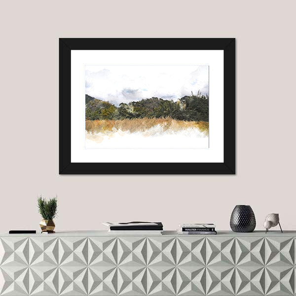 Watercolor Mountain Silhouette Canvas Wall Art