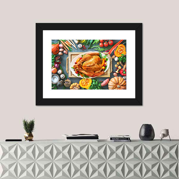 Thanksgiving Roasted Turkey Canvas Wall Art