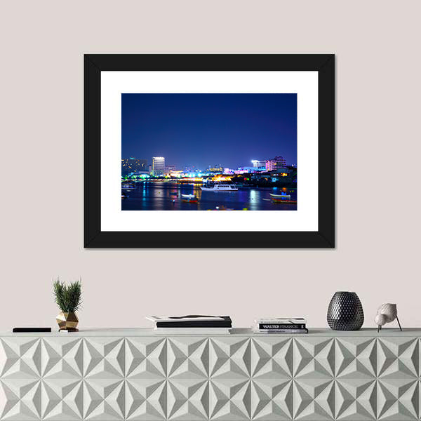 Night View Of The Pattaya City In Thailand Canvas Wall Art