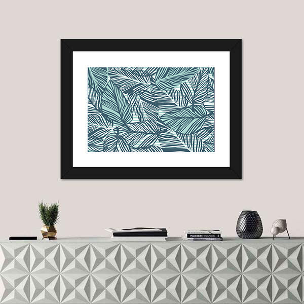 Seamless Palm Leaves Pattern Canvas Wall Art