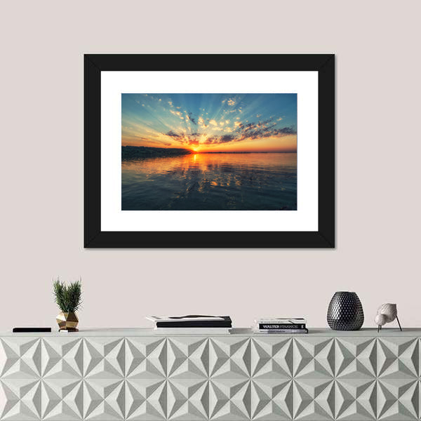 Sunset River with Rippling Reflection Canvas Wall Art