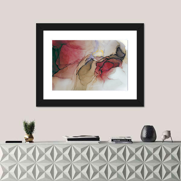 Alcohol Ink Abstract with Gold Accents Canvas Wall Art