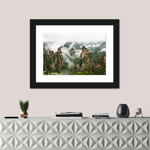 Zhangjiajie Misty Sandstone Pillars Canvas Wall Art