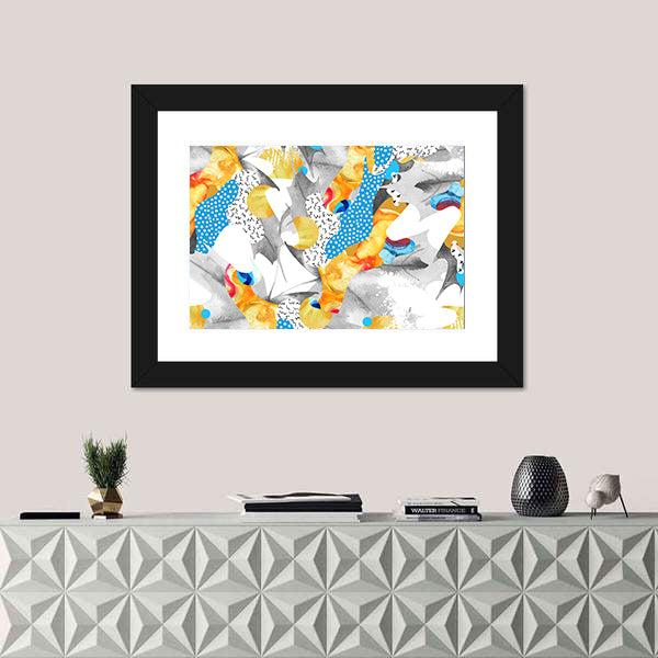 Watercolor Fluid Shapes with Polka Dots Canvas Wall Art