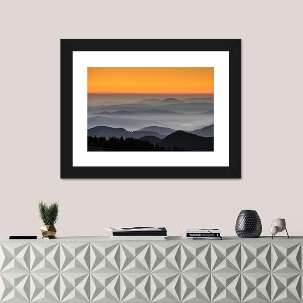 Rarau Mountain At Sunrise In Romania Canvas Wall Art