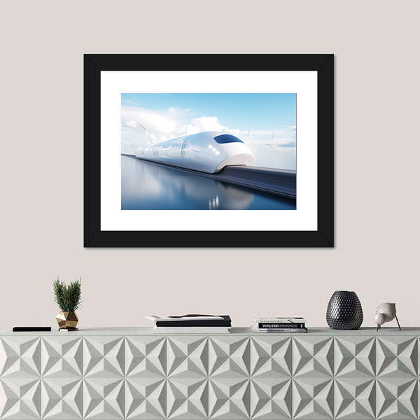 Speedily Futuristic Monorail Train Canvas Wall Art