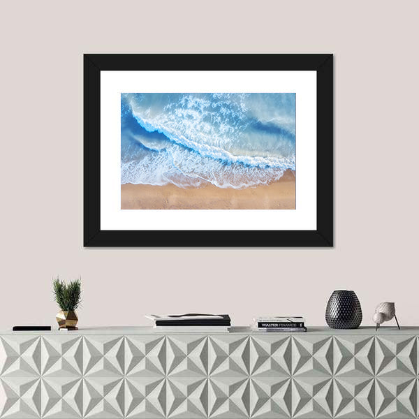 Beach And Waves From Top Canvas Wall Art