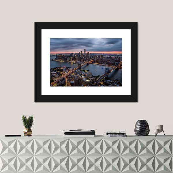 New York City at Night Canvas Wall Art