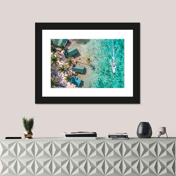 Aerial View of Tropical Island Coast Canvas Wall Art