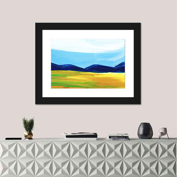 Scenic Mountains Field Artwork Canvas Wall Art