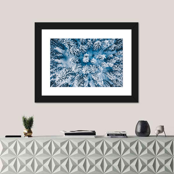 Trees And Snow In Winter Forest Canvas Wall Art