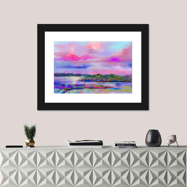 Meadow In Colorful Sky Canvas Wall Art