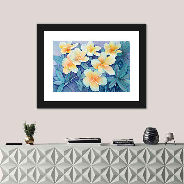 Tropical Frangipani Flowers Canvas Wall Art