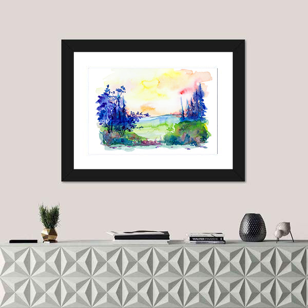 Watercolor Summer Forest Canvas Wall Art