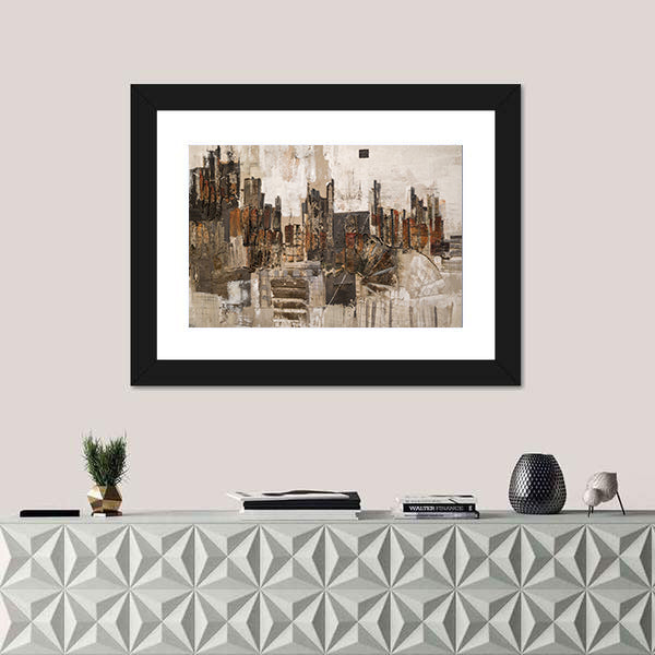 Textured Abstract Urban Skyline Canvas Wall Art