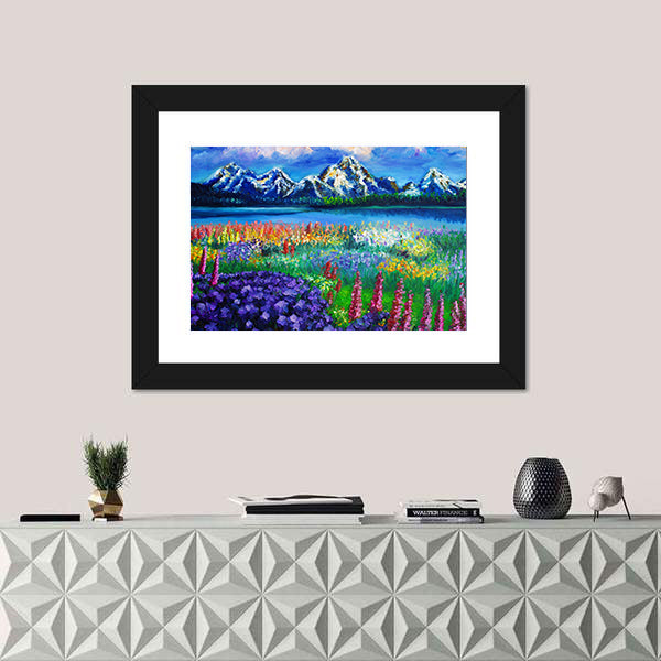 Spring Mountain Lake Canvas Wall Art