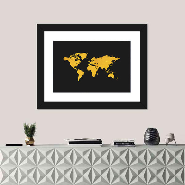Gold Texture World Map Canvas Wall Art