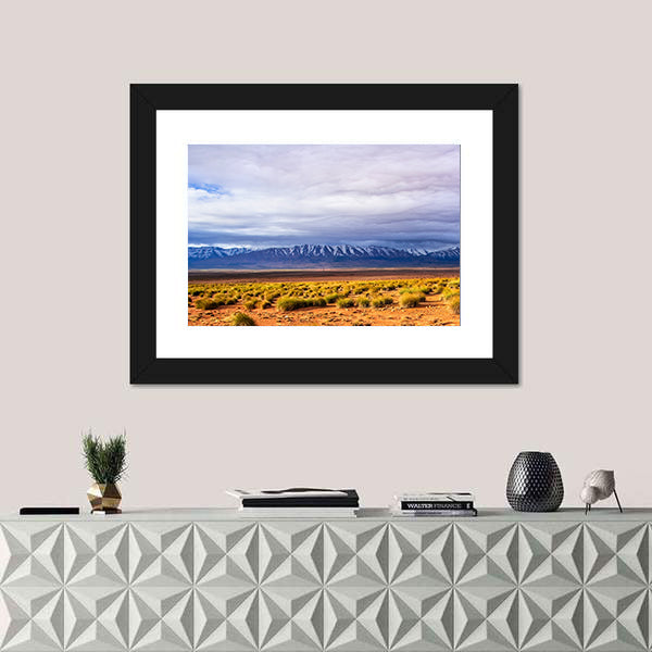 Morocco Desert With Mountains Peaks Canvas Wall Art