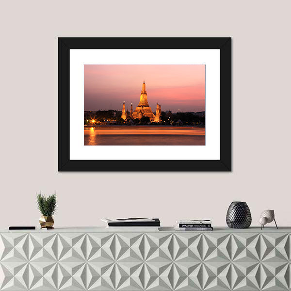 Wat Arun Temple At Sunset In Bangkok Thailand Canvas Wall Art