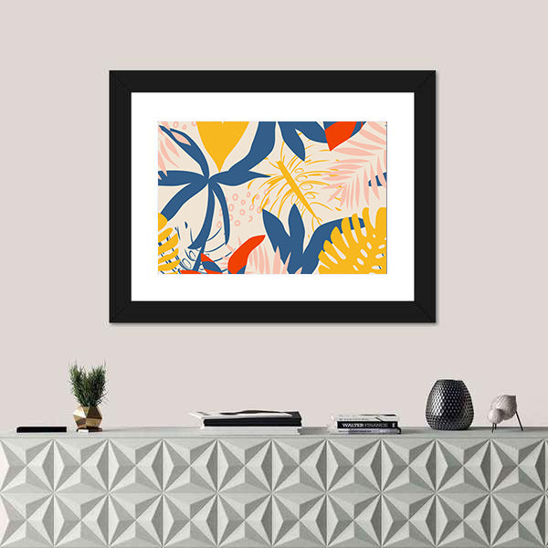 Summer Tropical Leaf Pattern Canvas Wall Art