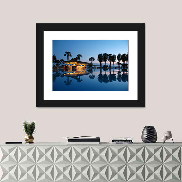 Night Bar On Summer Beach in Turkey Canvas Wall Art