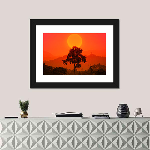African Sunset with Big Tree Canvas Wall Art