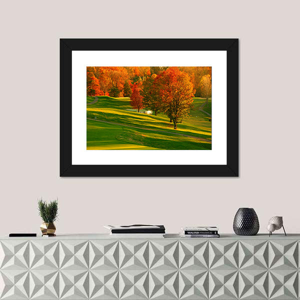 Sunset At The Golf Course Canvas Wall Art