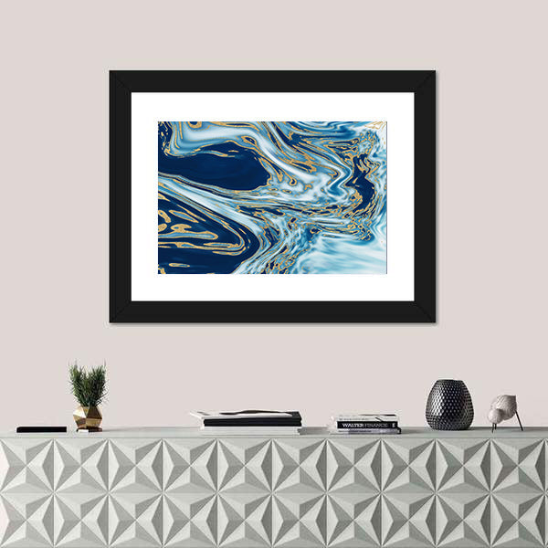 Liquid Marble with Gold Veins Canvas Wall Art