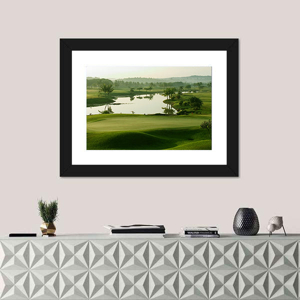 Sunrise Golf Course with Lake Canvas Wall Art