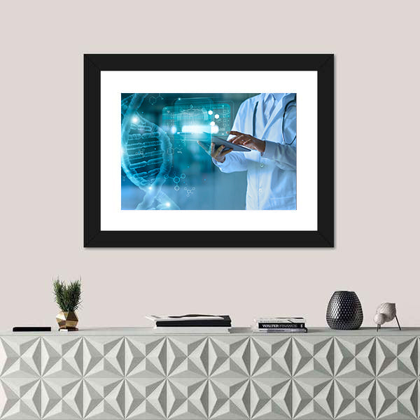 Medical Technology Concept with Doctor and Holographic Display Canvas Wall Art