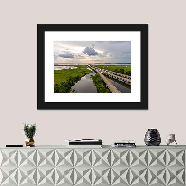 Interstate 10 Bridge Over Mobile Bay, Alabama Canvas Wall Art