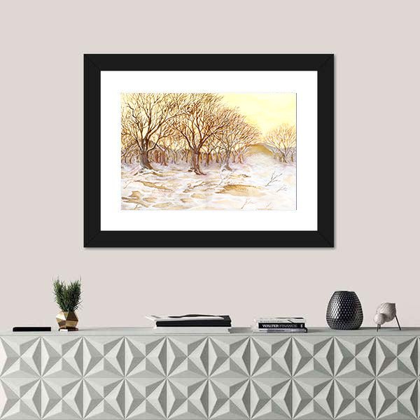 Watercolor Winter Forest Canvas Wall Art
