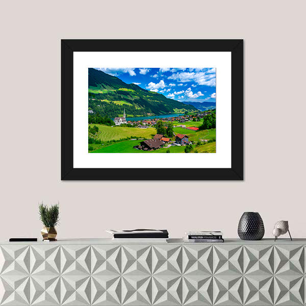 Swiss Village Lungern In Switzerland Canvas Wall Art