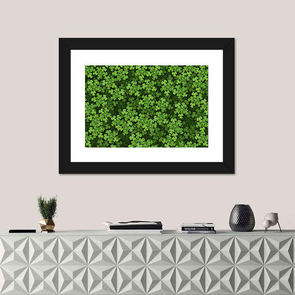 Green Shamrock Illustration Canvas Wall Art