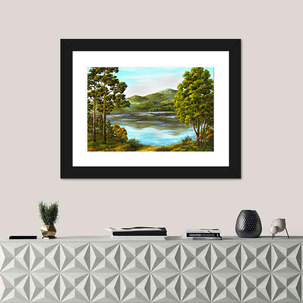 Autumn Mountain Lake Canvas Wall Art