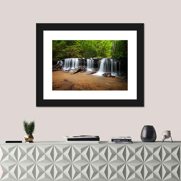 Peaceful Forest Waterfalls Canvas Wall Art