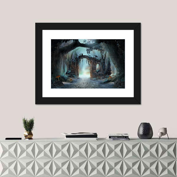 Archway In An Enchanted Fairy Forest Canvas Wall Art