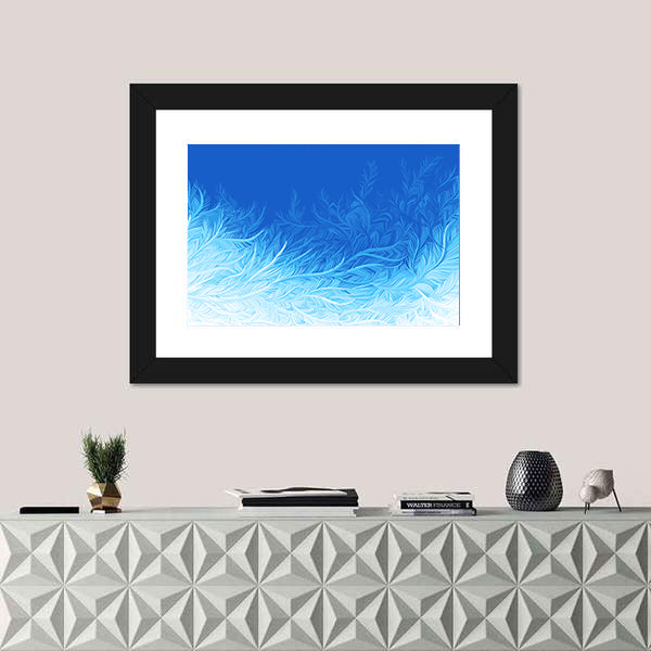 Winter Blue Curly Ice Frost Canvas Wall Art