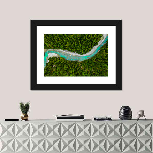 Inn River Flowing In Forest In Switzerland Canvas Wall Art