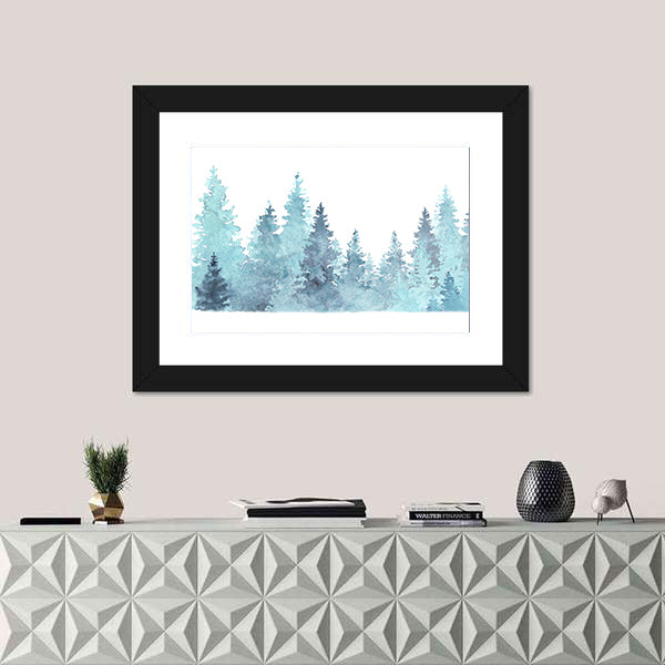 Watercolor Coniferous Forest Canvas Wall Art