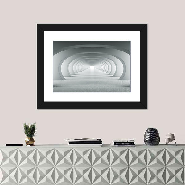 3d White Arch Tunnel Canvas Wall Art