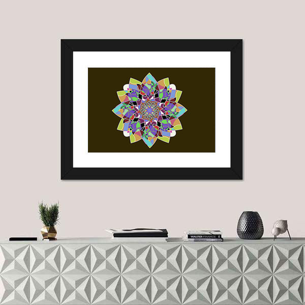 Dahlia Flower Mandala Canvas Wall Art