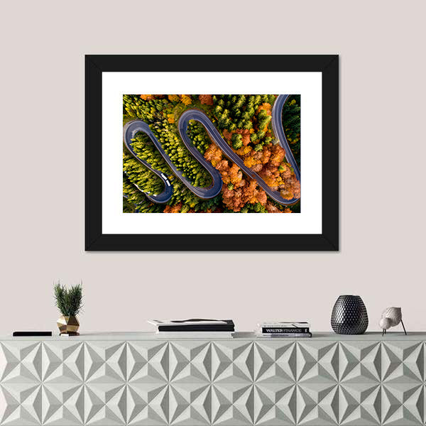 Serpentine Asphalt Road Canvas Wall Art