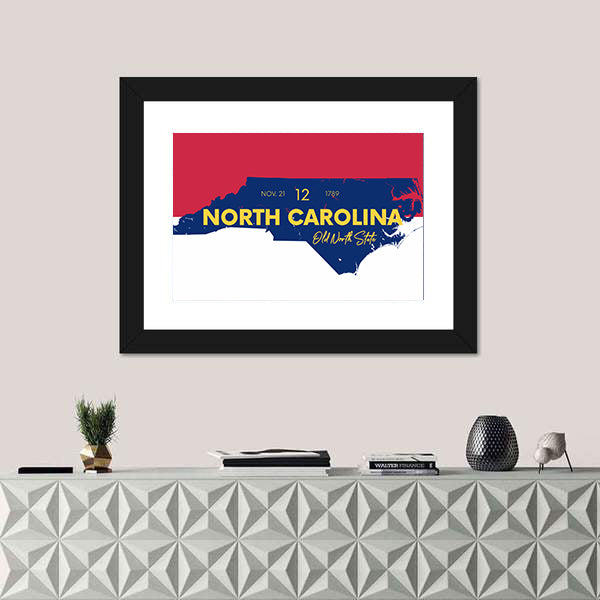 North Carolina State Map Canvas Wall Art