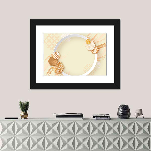 Zen Gold Circle with Pattern Canvas Wall Art