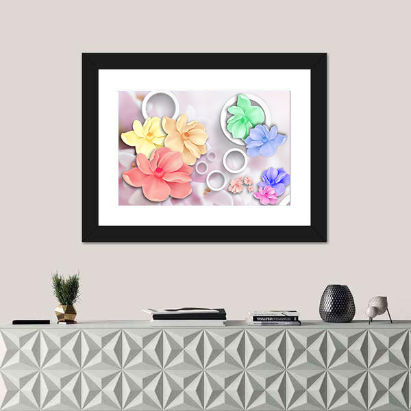 Layered Pastel Floral Ornament Canvas Wall Art